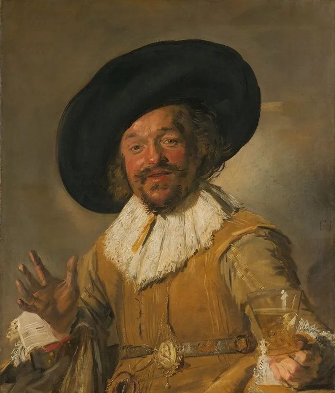 A Militiaman Holding A Berkemeyer Known As The Merry Drinker Wall Art by Frans Hals - High-Resolution Digital Print