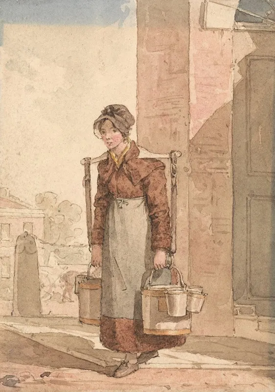 A Milkmaid 2 Wall Art by John Augustus Atkinson - High-Resolution Digital Print