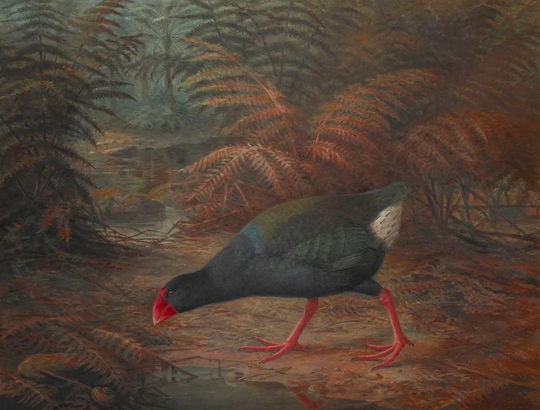 A Moho Takahe Notornis Mantelli Wall Art by John Gerrard Keulemans - High-Resolution Digital Print