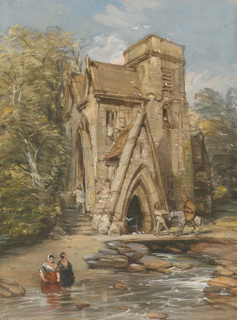 A Monastery Mill Wall Art by George Cattermole - High-Resolution Digital Print