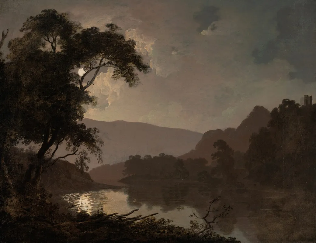 A Moonlit Landscape 2 Wall Art by Joseph Wright of Derby - High-Resolution Digital Print