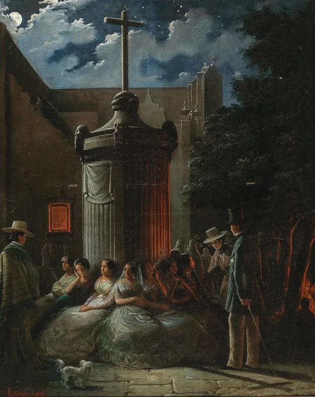 A Moonlit Night In The Square In Front Of The Catedral Metropolitana De La Asuncion De Maria De La Ciudad De Mexico In Mexico City Wall Art by Mexican School - High-Resolution Digital Print