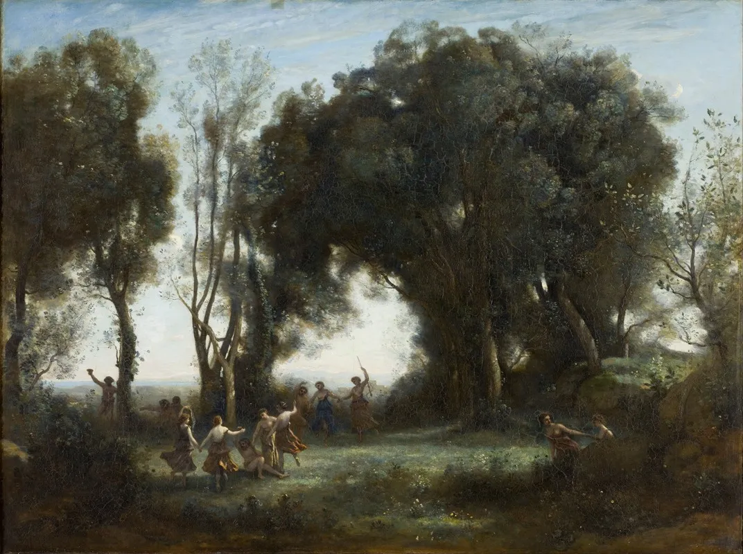 A Morning The Dance Of The Nymphs Wall Art by Jean-Baptiste-Camille Corot - High-Resolution Digital Print