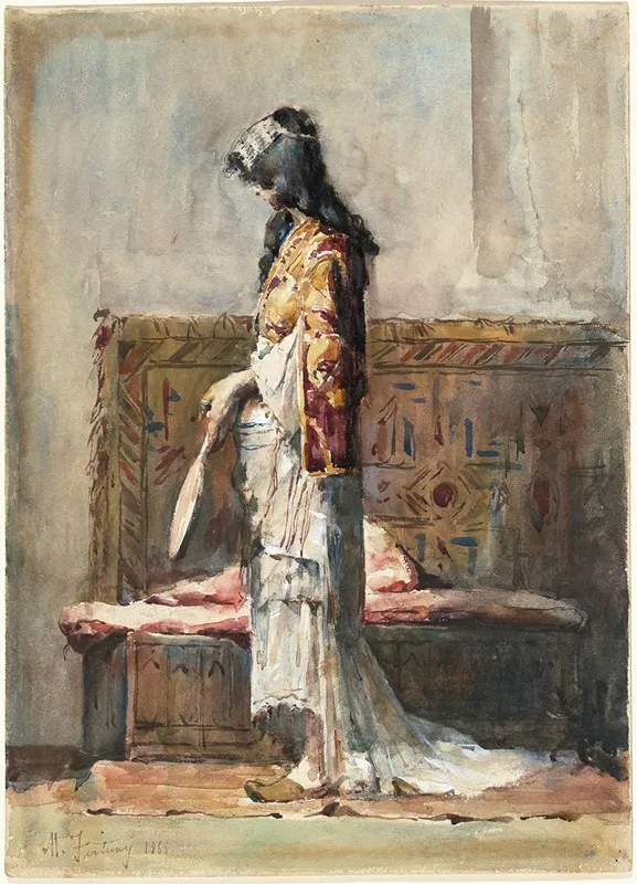 A Moroccan Woman In Traditional Dress Wall Art by Mariano Fortuny Marsal - High-Resolution Digital Print