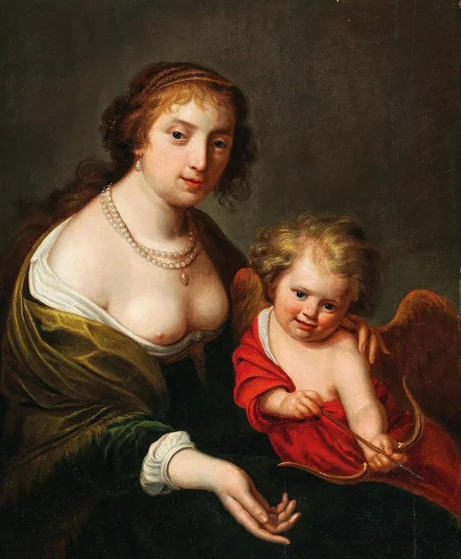 A Mother And Child As Venus And Cupid Wall Art by Johannes Paulus Moreelse - High-Resolution Digital Print