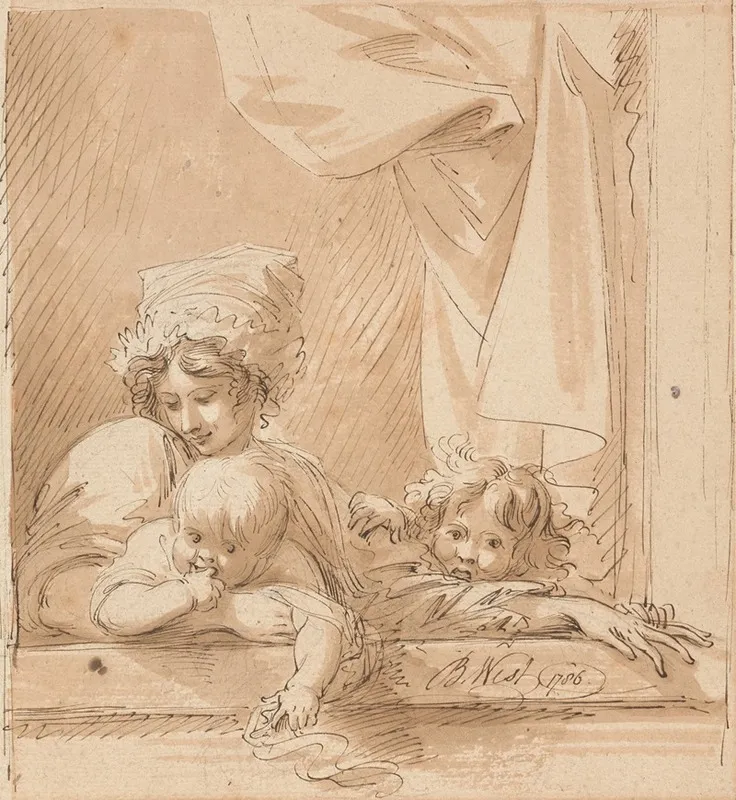 A Mother And Two Children Wall Art by Benjamin West - High-Resolution Digital Print
