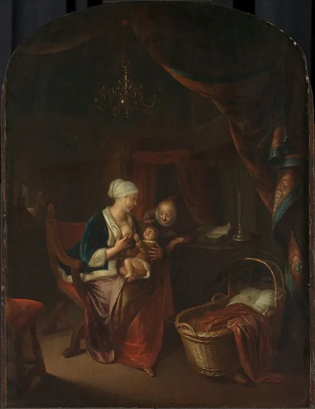 A Mother Giving Her Child The Breast Wall Art by Domenicus van Tol - High-Resolution Digital Print