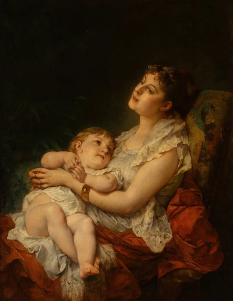 A Mothers Love 2 Wall Art by Adolphe Jourdan - High-Resolution Digital Print