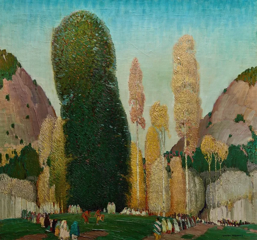 A Mountain Ceremony Wall Art by Victor Higgins - High-Resolution Digital Print
