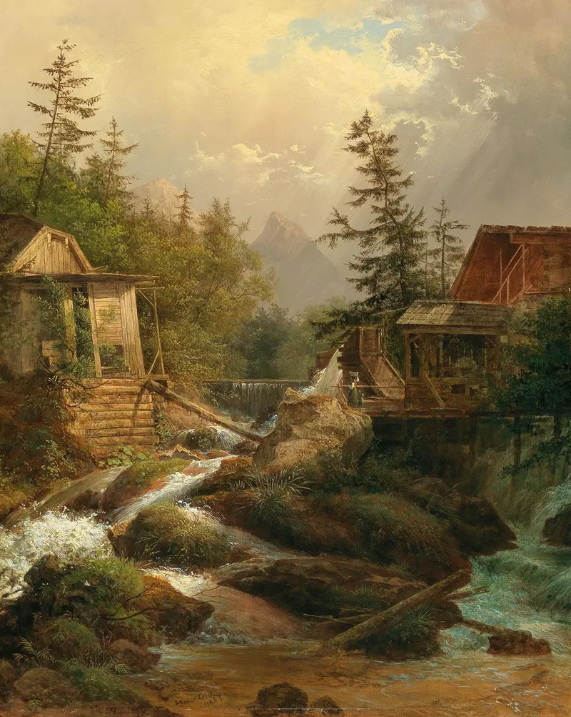 A Mountain Mill Wall Art by Josef Feid - High-Resolution Digital Print