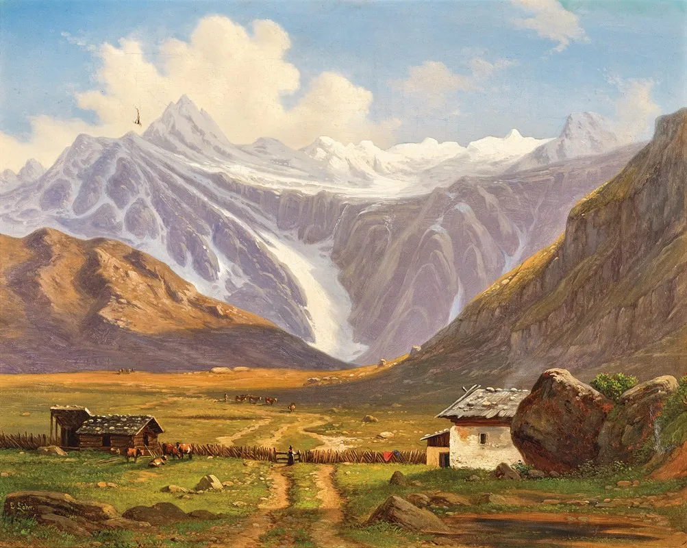 A Mountain Pasture With An Alpine Hut