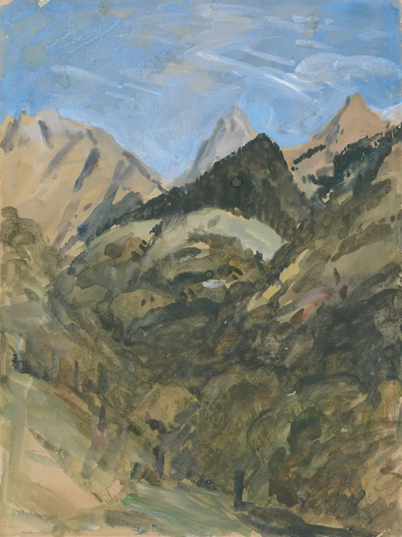 A Mountain View Wall Art by Hercules Brabazon Brabazon - High-Resolution Digital Print