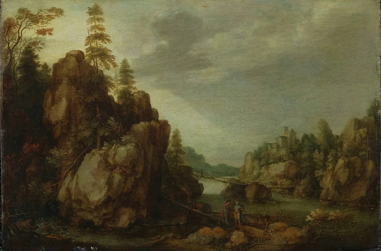 A Mountainous River Landscape With Tobias And The Angel Wall Art by Gillis Claesz. de Hondecoeter - High-Resolution Digital Print