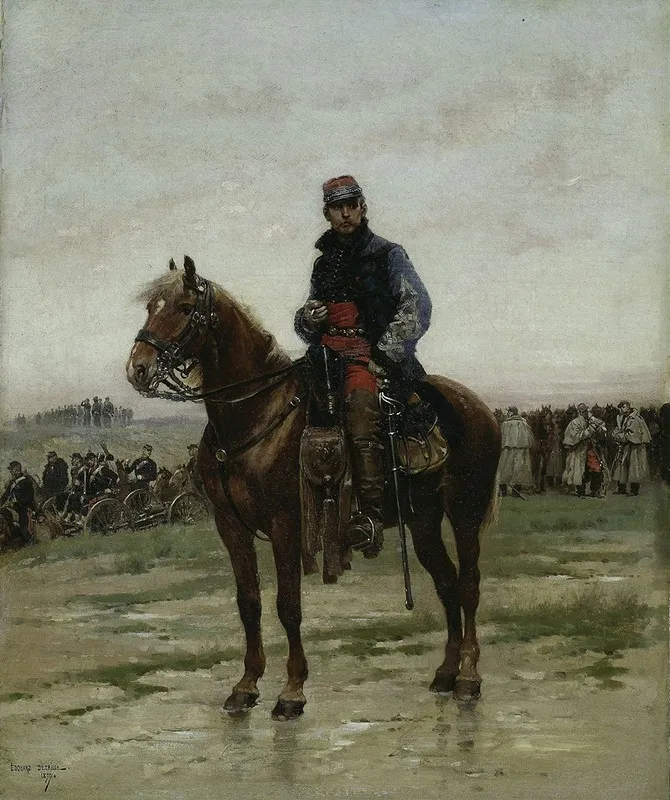 A Mounted Officer Wall Art by Jean-Baptiste Édouard Detaille - Canvas Print