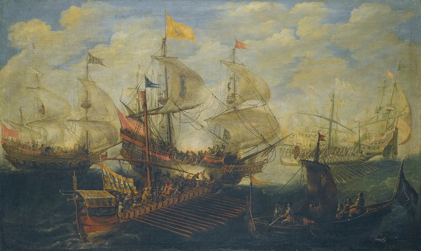 A Naval Battle Between Turks And Christians 2 Wall Art by Andries van Eertvelt - High-Resolution Digital Print
