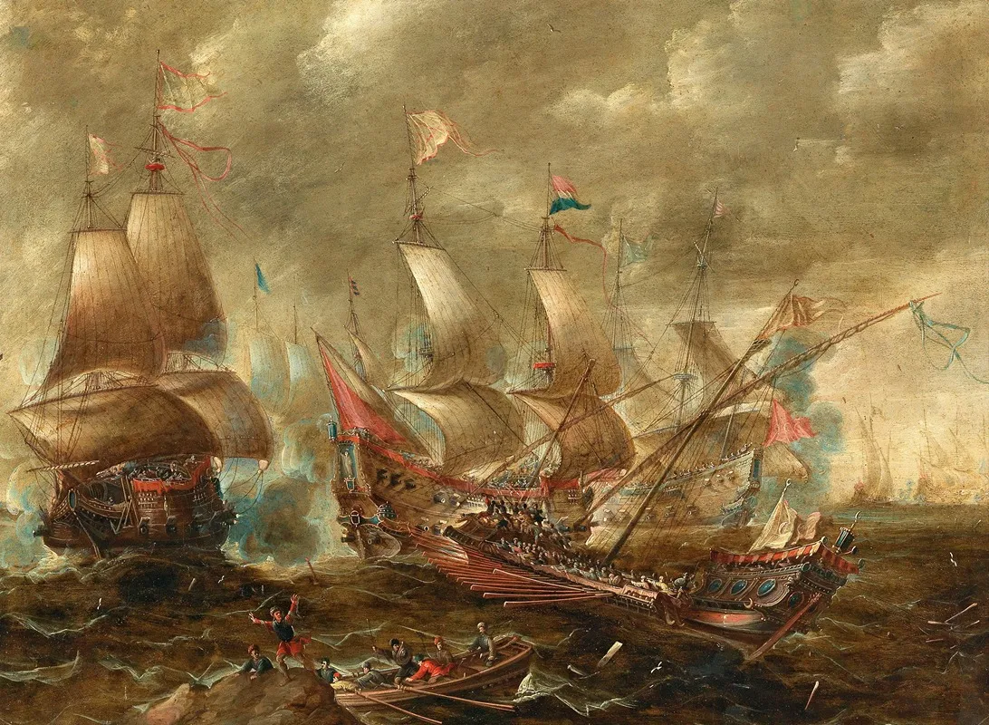 A Naval Battle Wall Art by Gaspar van Eyck - High-Resolution Digital Print