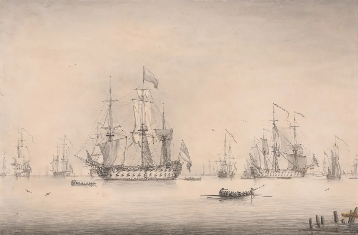 A Naval Squadron Lying At Spithead