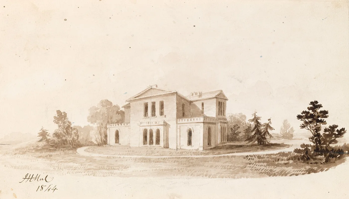 A Neo Classical House Wall Art by Jeremiah Hodges Mulcahy - High-Resolution Digital Print