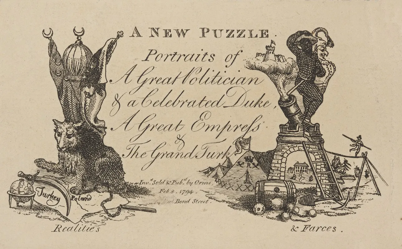 A New Puzzle Portraits Of A Great Politician A Celebrated Duke A Great Empress The Grand Turk