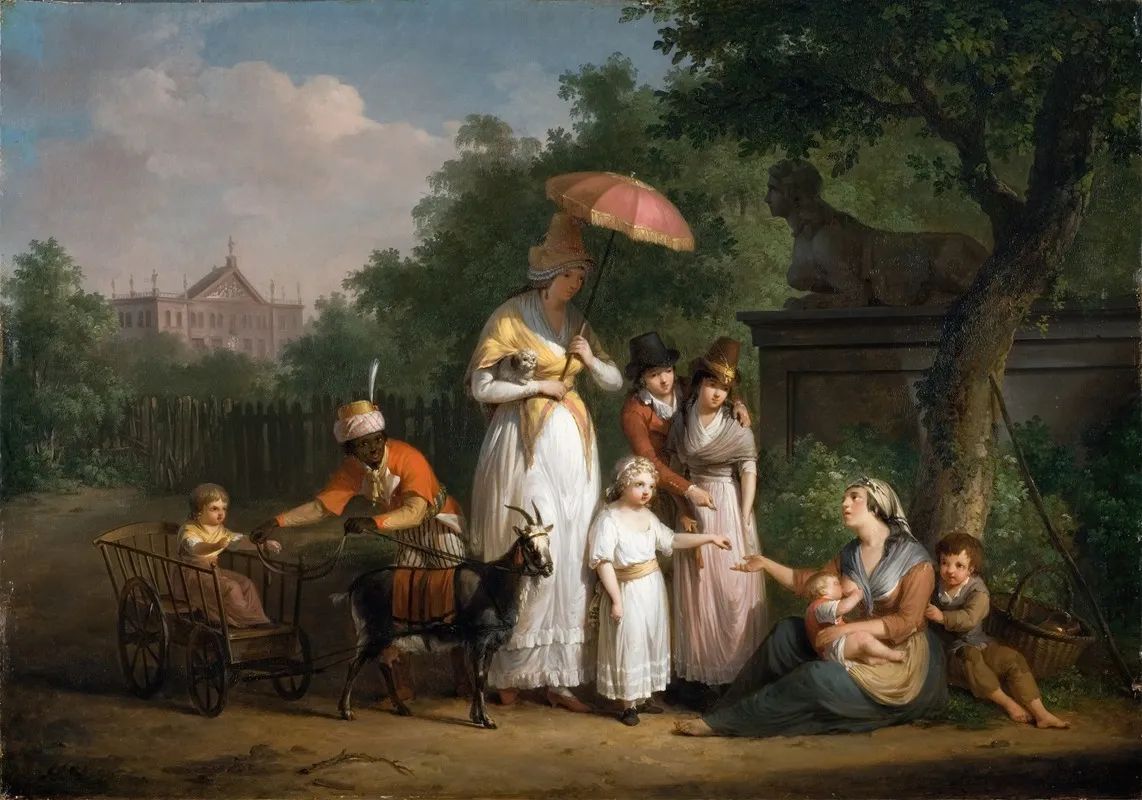 A Noble Family Distributing Alms In A Park Wall Art by Mattheus Ignatius van Bree - High-Resolution Digital Print