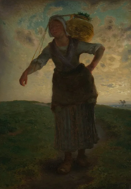 A Norman Milkmaid At Greville Wall Art by Jean-François Millet - High-Resolution Digital Print