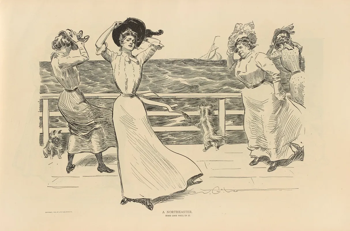 A Northeaster 2 Wall Art by Charles Dana Gibson - High-Resolution Digital Print