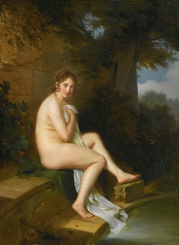 A Nude At Her Bath Wall Art by Firmin Massot - High-Resolution Digital Print