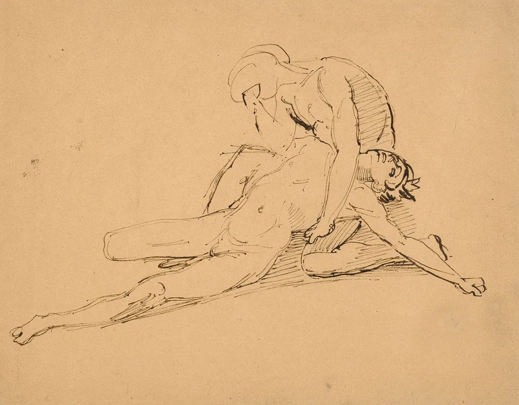 A Nude Man Mourning The Death Of Another Wall Art by Théodore Géricault - High-Resolution Digital Print