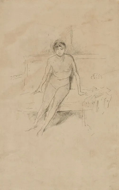 A Nude Model Seated On A Couch