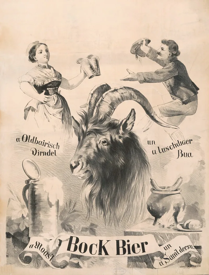 A Oldbairisch Dirndel Un A Luschdiger Bua Bock Bier A Moast Un A Samldersu Wall Art by Henry Jerome Schile - High-Resolution Digital Print