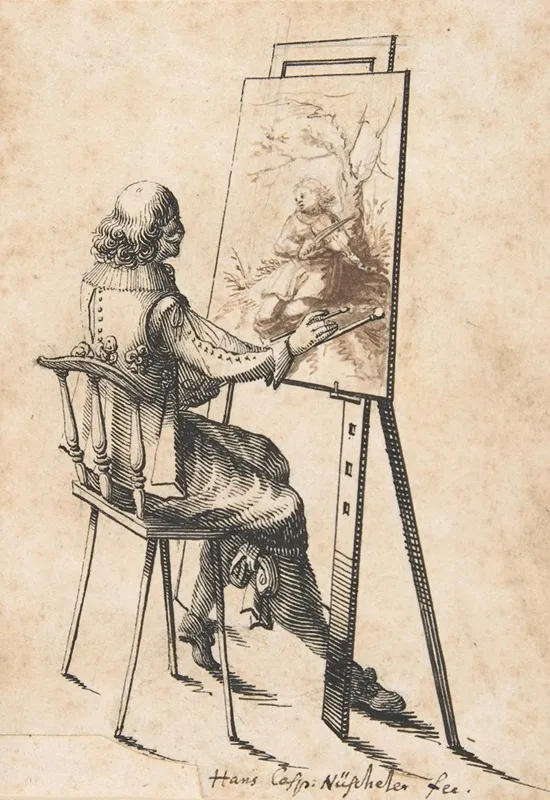 A Painter At His Easel Wall Art by Hans Caspar Nüscheler - High-Resolution Digital Print