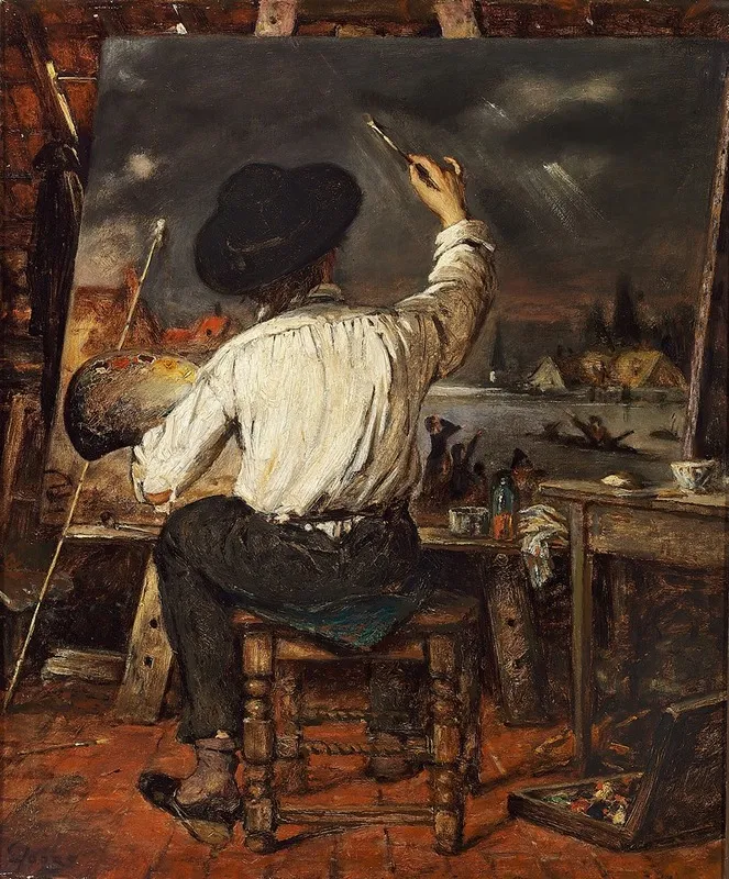 A Painter At The Easel 2 Wall Art by Eugène Joors - High-Resolution Digital Print