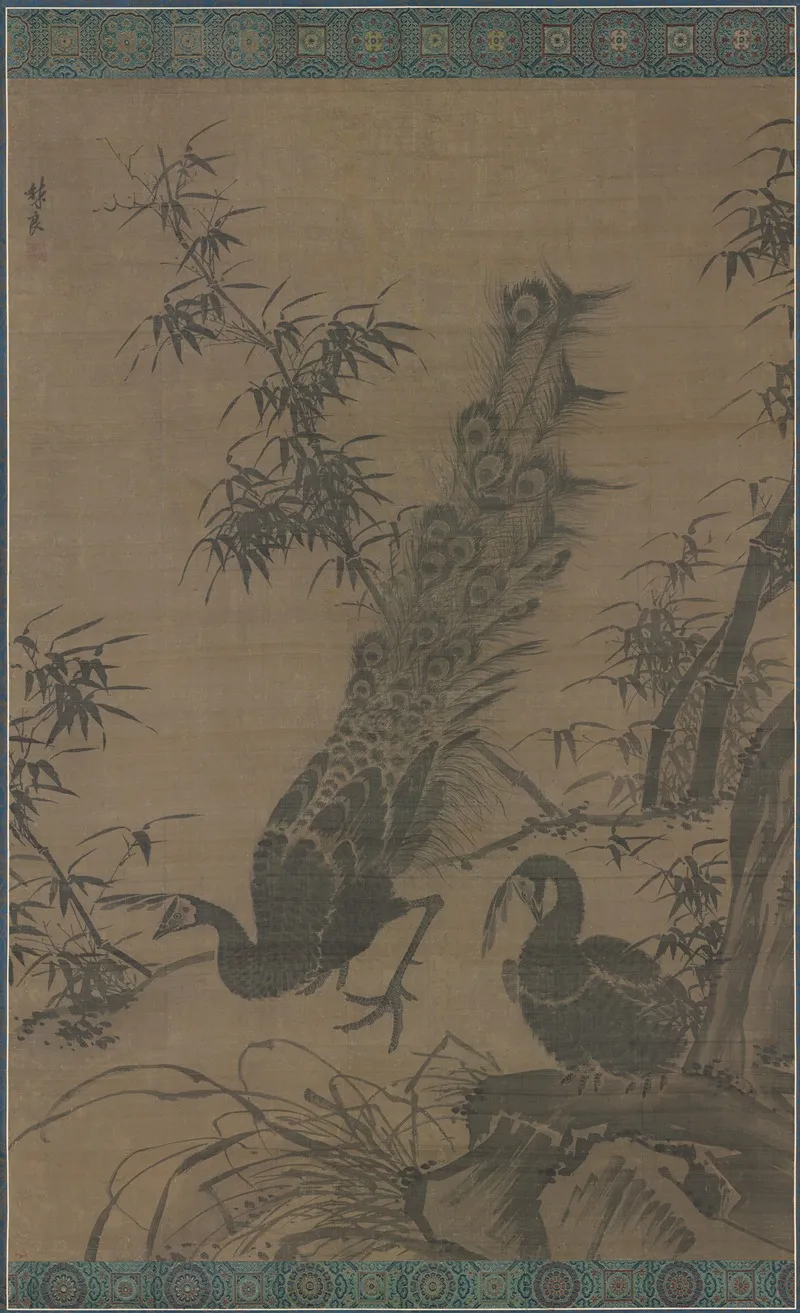 A Pair Of Peafowl Wall Art by Lin Liang - High-Resolution Digital Print