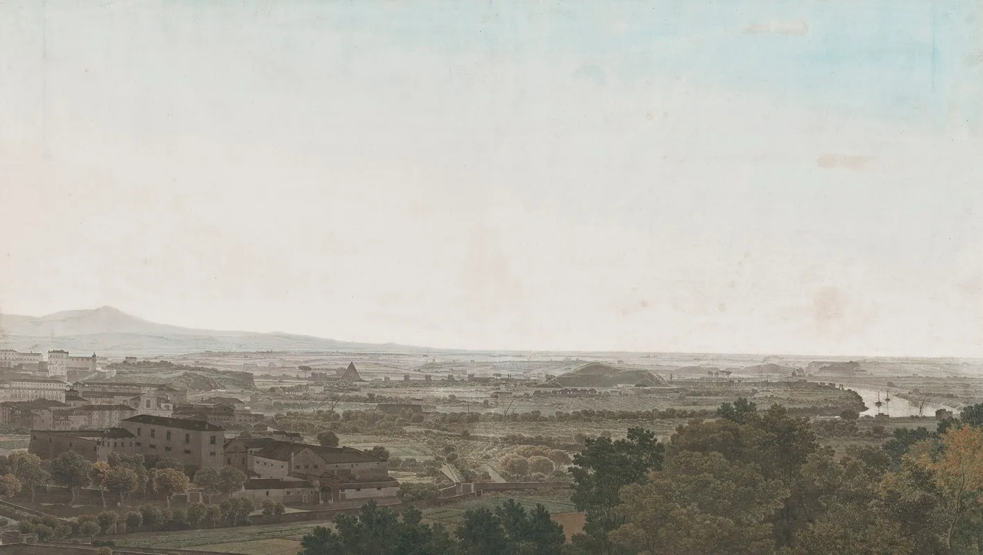 A Panoramic View Of Rome From The Aventine Hill Towards The South Wall Art by Giovanni Battista Lusieri - High-Resolution Digital Print