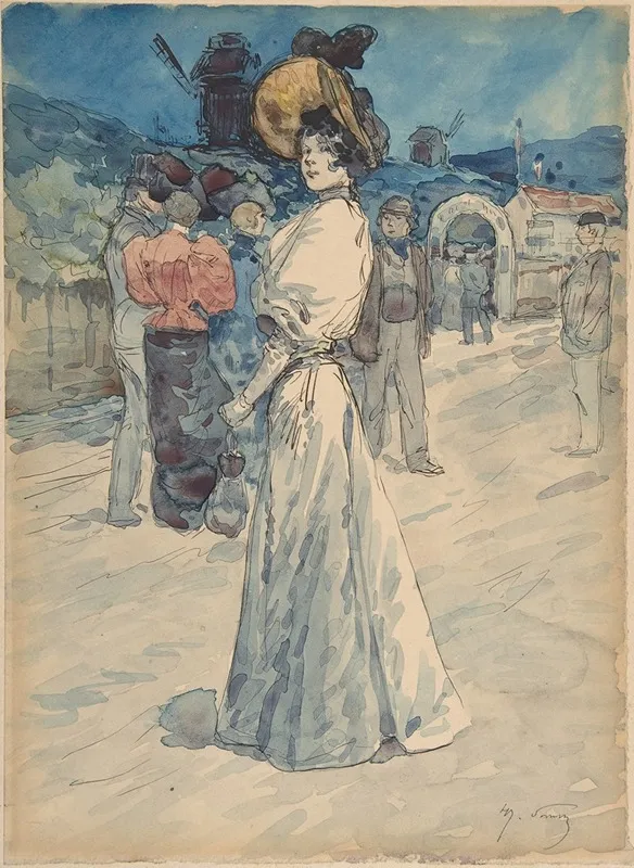 A Parisienne Outside The Moulin De La Galette Wall Art by Henri Somm - High-Resolution Digital Print