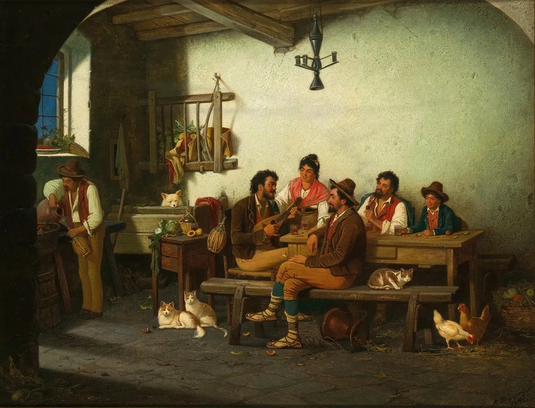 A Party In A Roman Tavern Wall Art by Alexander Rizzoni - High-Resolution Digital Print