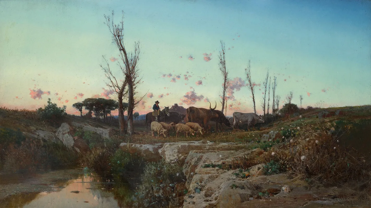A Pastoral Landscape In The Roman Campagna