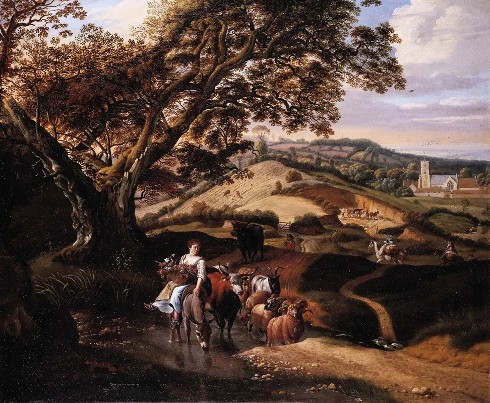 A Pastoral Landscape Wall Art by Jan Siberechts - High-Resolution Digital Print