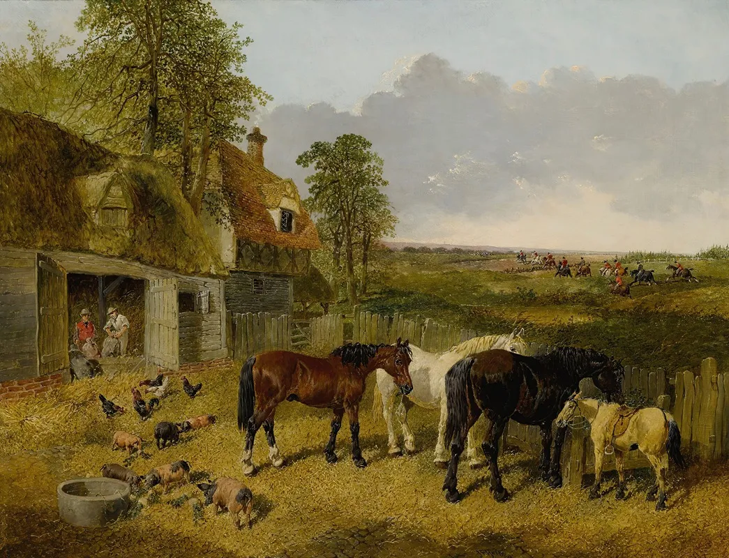 A Peaceful Farmstead Wall Art by John Frederick Herring Jr. - High-Resolution Digital Print