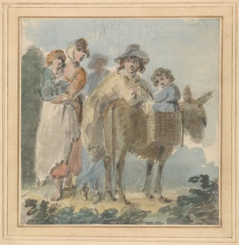 A Peasant Family With Donkey Wall Art by Samuel Shelley - High-Resolution Digital Print