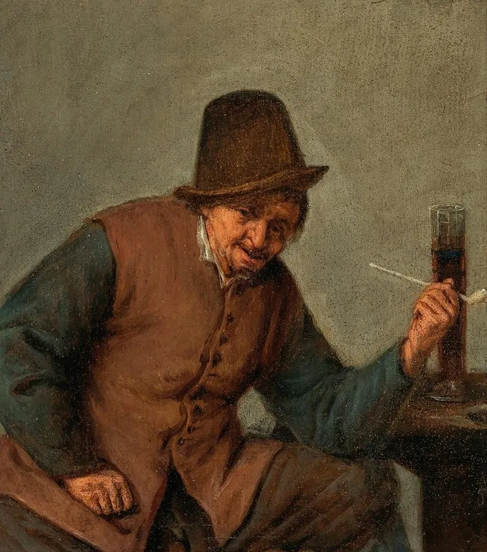 A Peasant Smoking Wall Art by Adriaen van Ostade - High-Resolution Digital Print