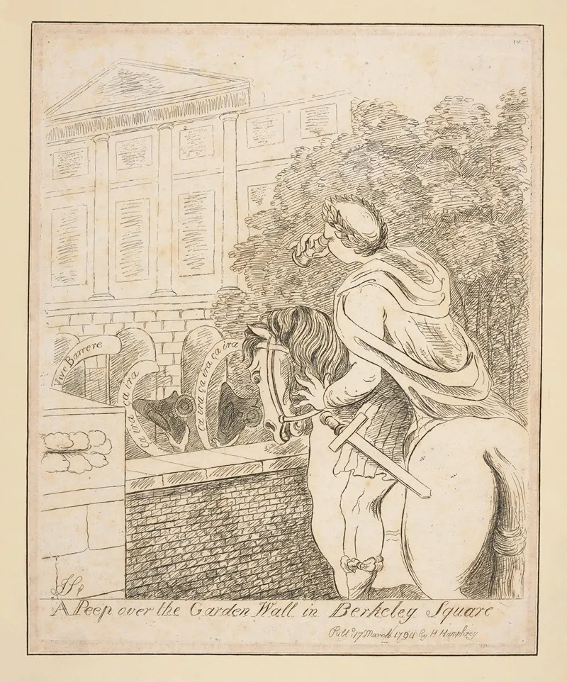 A Peep Over The Garden Wall In Berkeley Square Wall Art by James Sayers - High-Resolution Digital Print