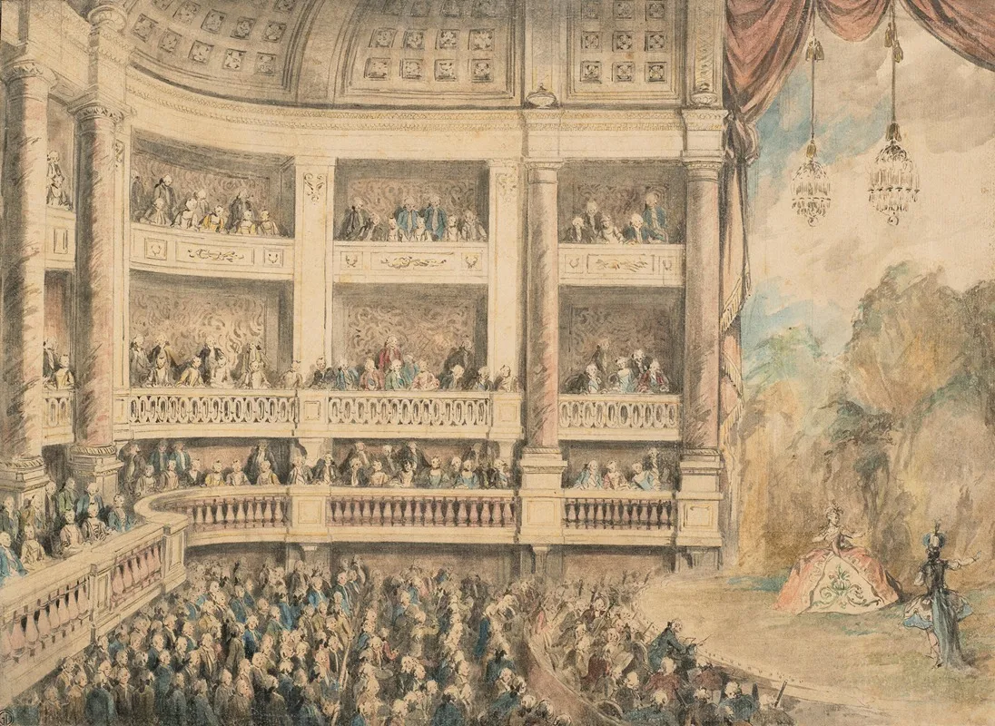 A Performance At A Theater Wall Art by Charles-Nicolas Cochin - High-Resolution Digital Print