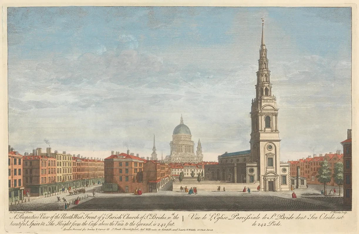 A Perspective View Of The North West Front Of Ye Parish Church Of St Brides