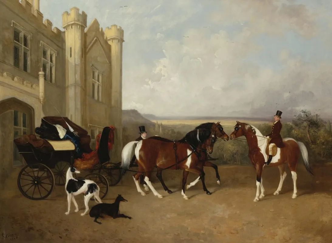 A Phaeton Preparing To Leave A Country House Wall Art by John Pitman - High-Resolution Digital Print