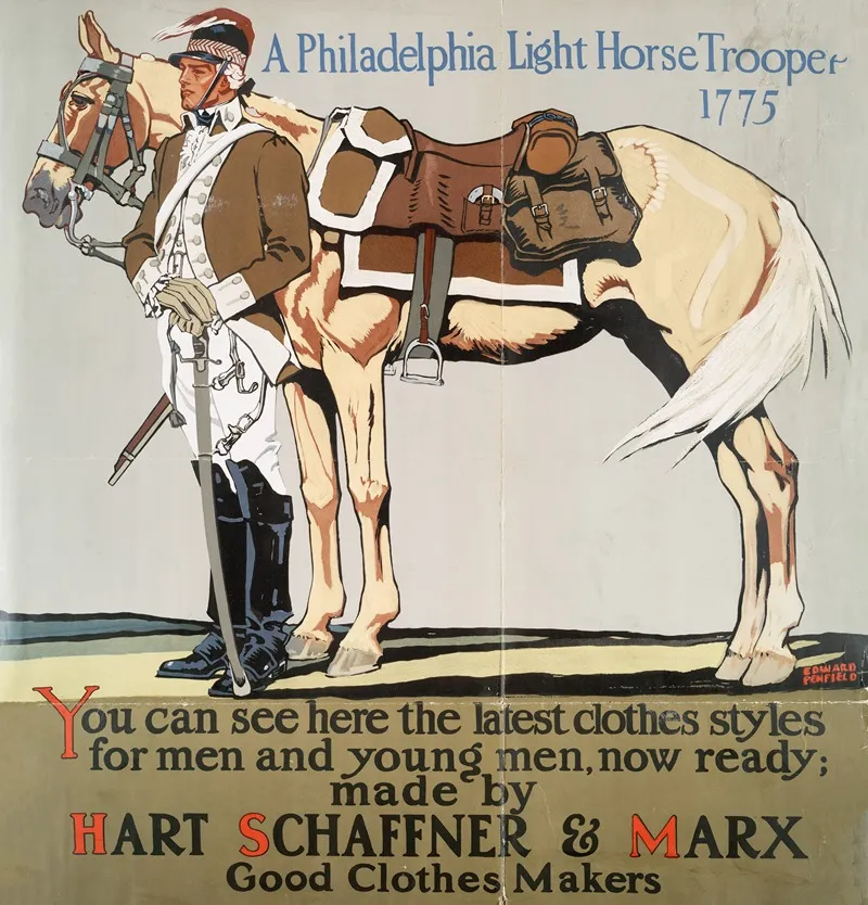 A Philadelphia Light Horse Trooper 1775 Wall Art by Edward Penfield - High-Resolution Digital Print
