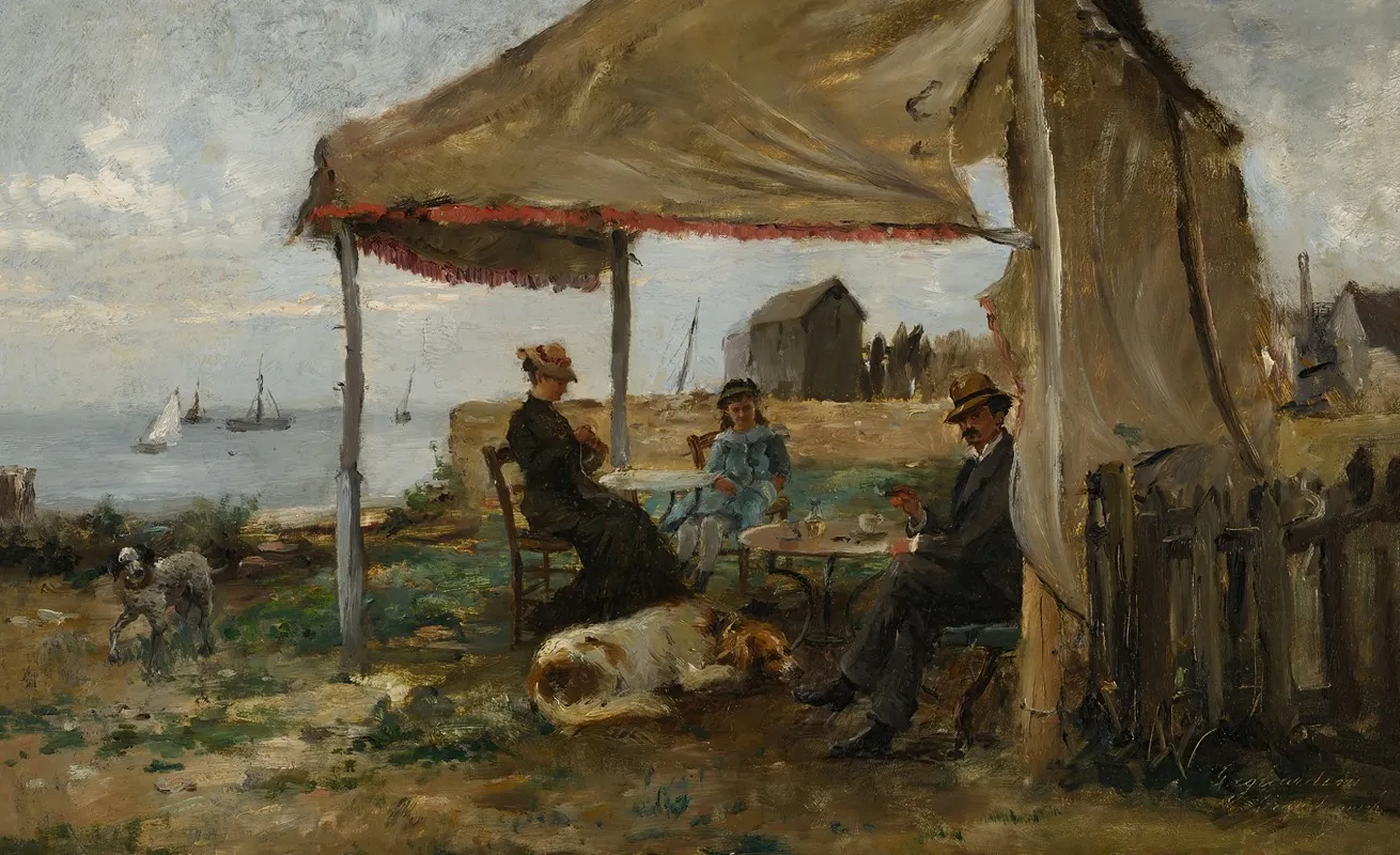 A Picnic By The Shore Wall Art by Julian Gustave Gagliardini - High-Resolution Digital Print