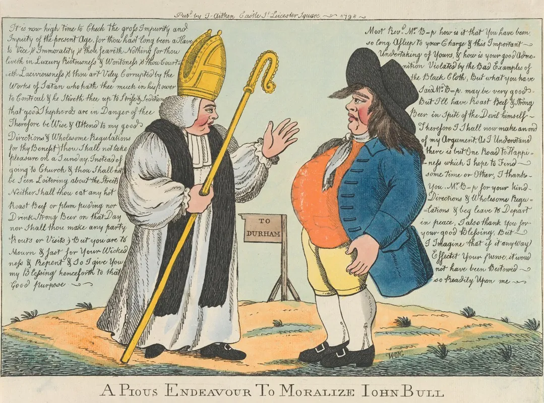 A Pious Endeavour To Moralize John Bull Wall Art by William O'Keefe - High-Resolution Digital Print