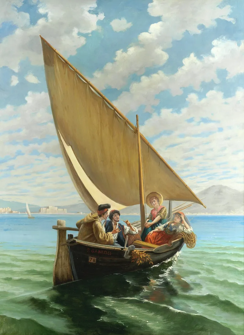 A Pleasure Trip In The Bay Of Naples Wall Art by Pietro Gabrini - High-Resolution Digital Print