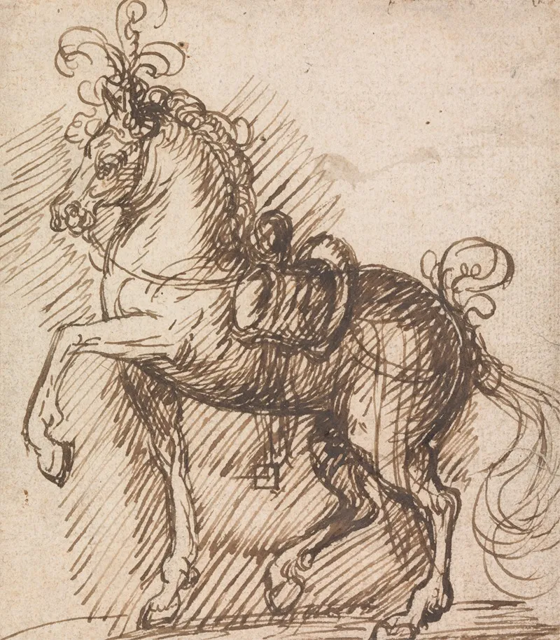 A Plumed Saddle Horse Wall Art by Inigo Jones - High-Resolution Digital Print